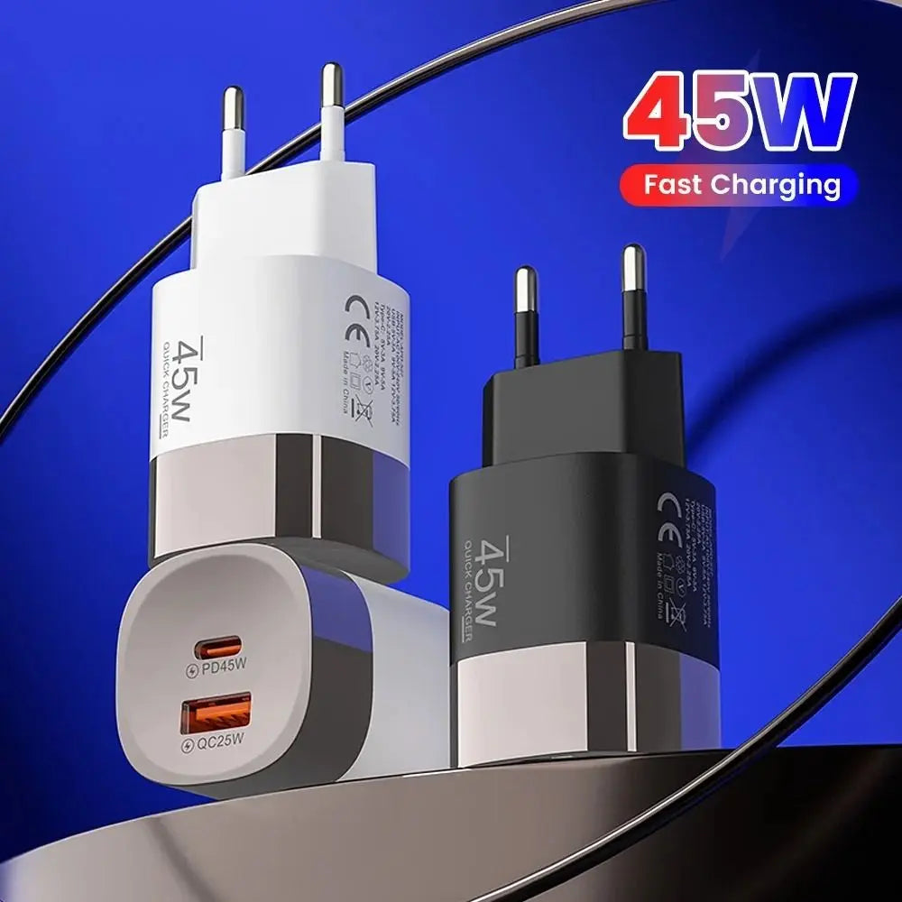 45W USB-C PD Fast Charger EU/US/UK – iPhone & Android USB-C Fast Charger HIP White US