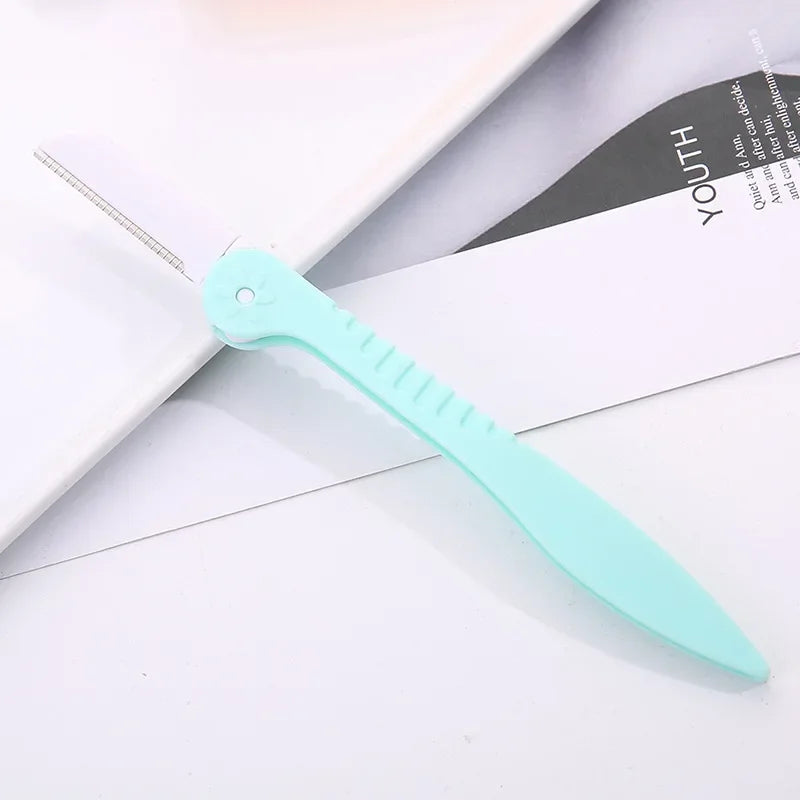 Eyebrow Trimmer Makeup Tools Safe Eye Brow Razor Face Body Hair Removal Shaver Blades Woman Eyebrows Shaping Knife Cosmetic Tool HIP 1pc-Green