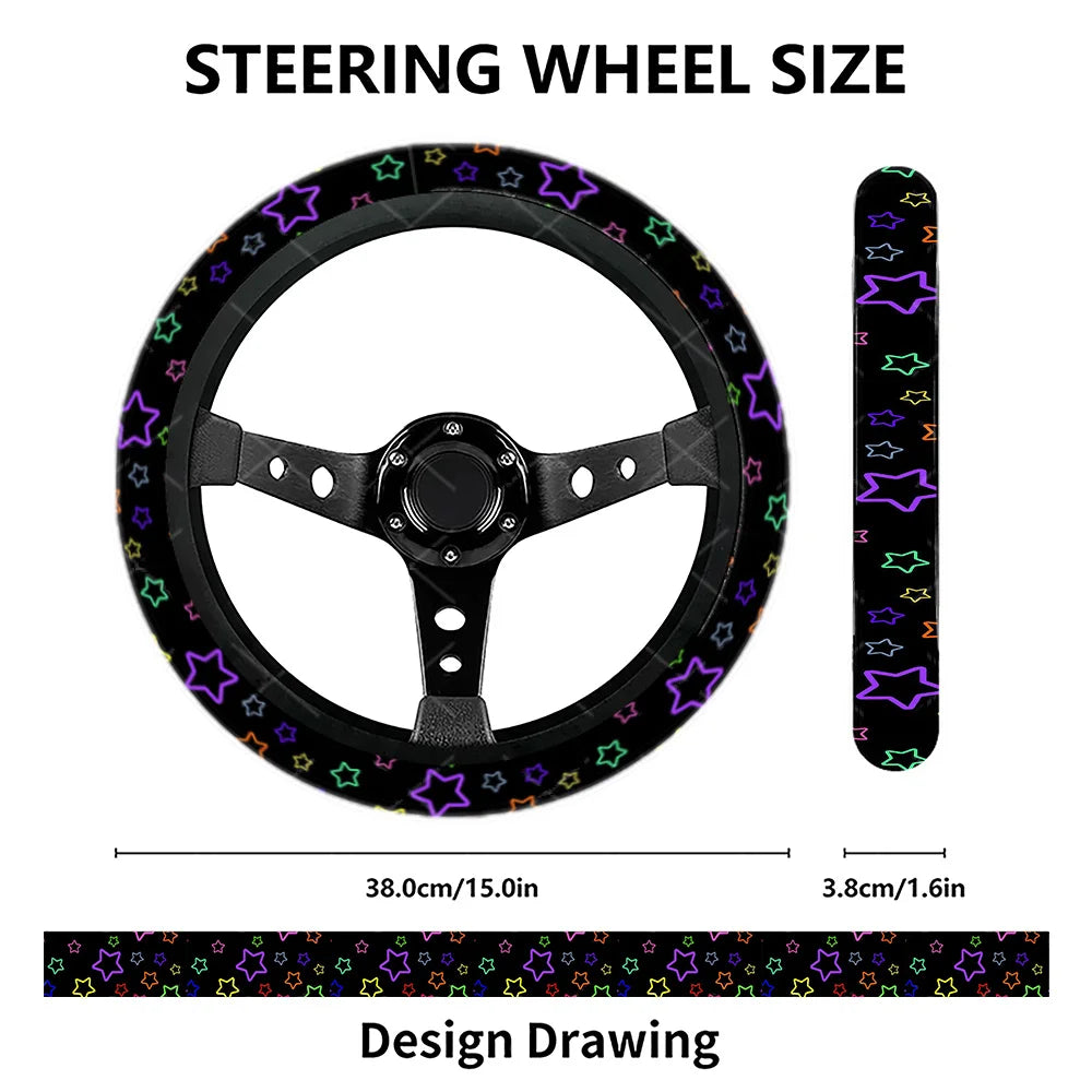 Vibrant Stars Steering Wheel Cover – Universal Fit Cars & SUVs Steering Wheel Cover HIP
