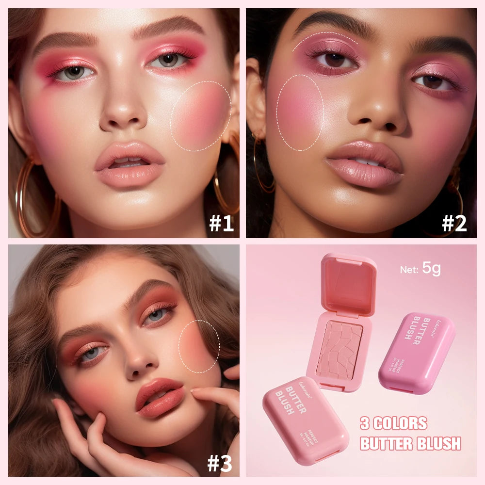 Professional Makeup Powder Blush 12HR Wear Vegan Formula Blusher Makeup Blush in Bar Cosmetics Palette Powder Pink Cream Face HIP