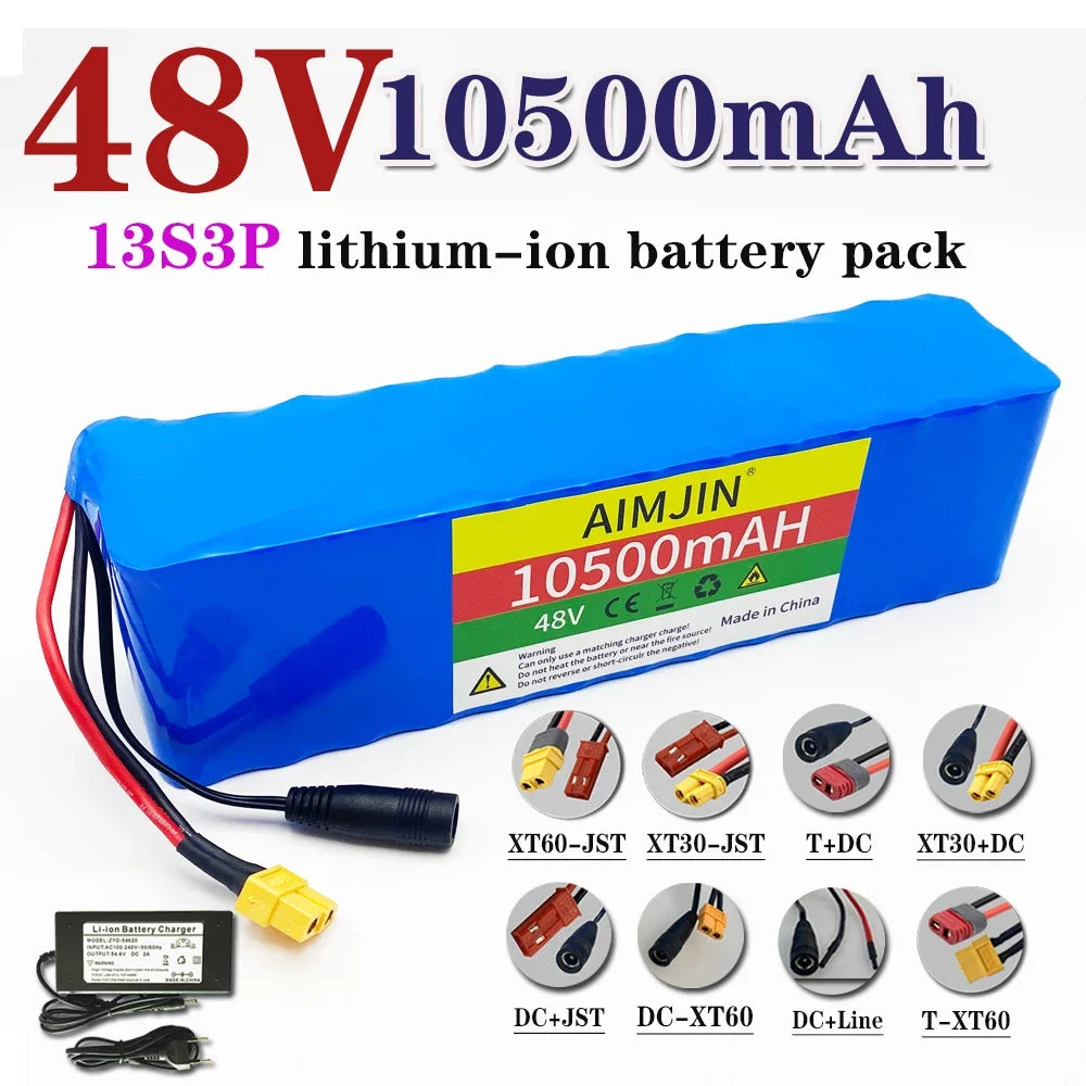 48V 10.5Ah 13S3P Li-Ion E-Scooter Battery Pack + BMS & Charger E-Scooter Battery Pack HIP