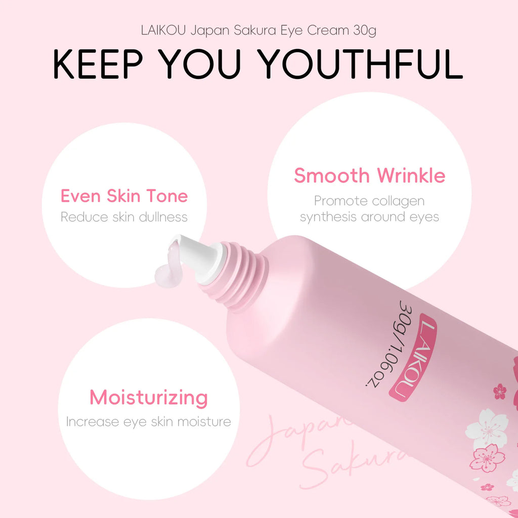 LAIKOU Sakura Anti-Aging Eye Cream 30g – Dark Circles & Wrinkles Eye Cream HIP