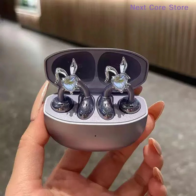 Rabbit Rhinestone Earbud Clip – Detachable Earphone Charm Earphone Charm Clip HIP