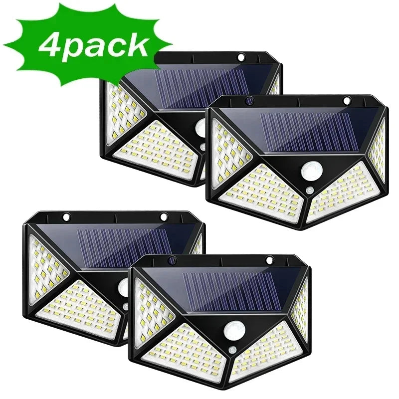 100 LED Solar Motion Sensor Wall Light – IP65 Outdoor Solar Wall Light HIP 100LED 4pcs 100LED