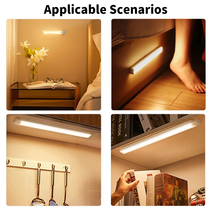 Motion Sensor Cabinet Light USB Rechargeable Lamp Night Light Closet Wardrobe Led Lights Wall Lamps Stair Bedroom Kitchen Lights HIP