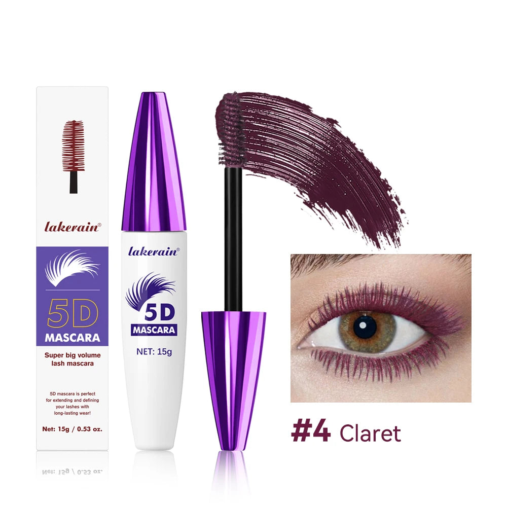 5D Mascara Waterproof Thickening Lengthening Curling Liquid Fiber Mascara Long-Lasting Curling Eyelash Extension Cosmetics HIP 4claret