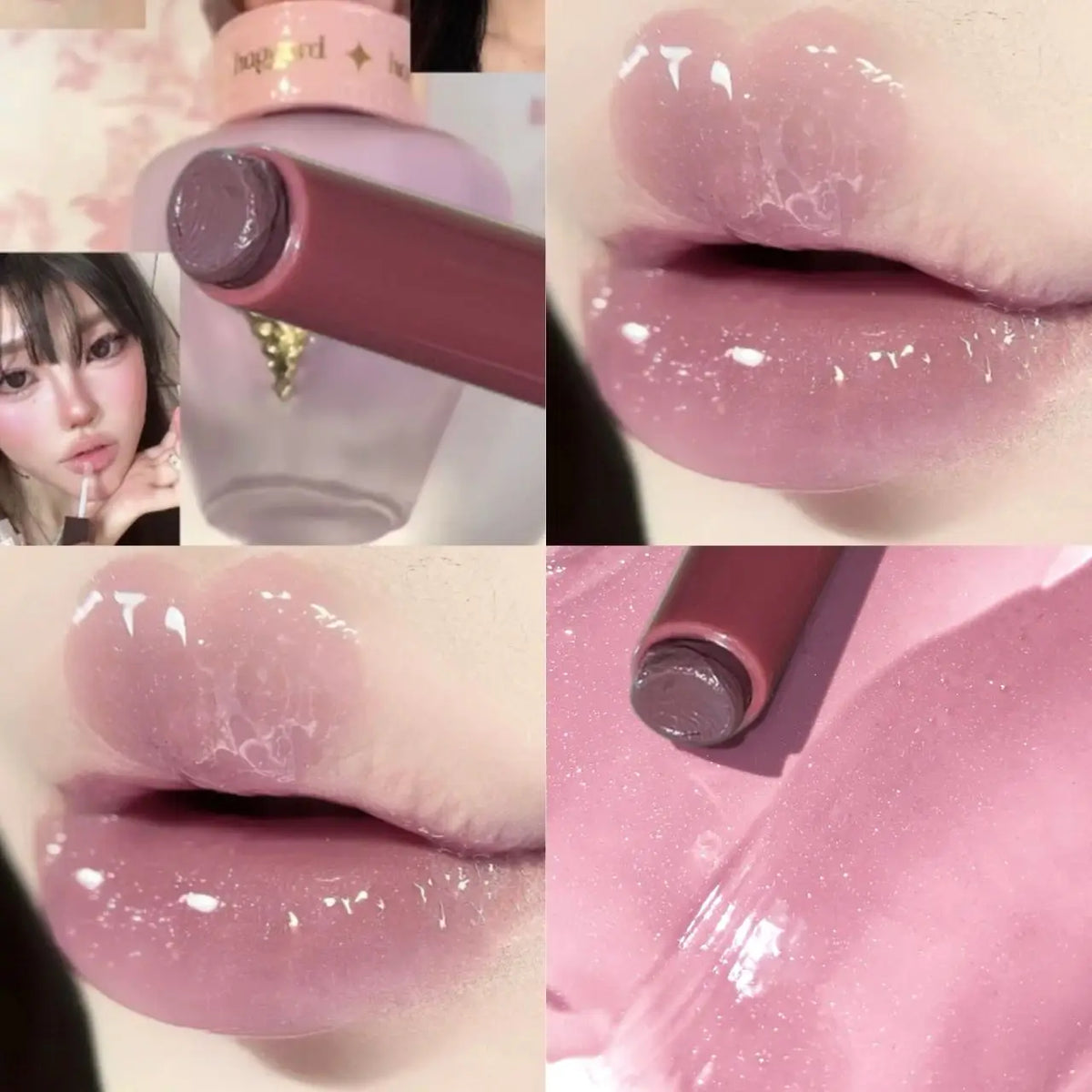Black Purple Glitter Solid Lip Gloss Watery Mirror Moisturizing Lasting Fine Shimmer Lip Balm Korean Natural Daily Lip Makeup HIP 04