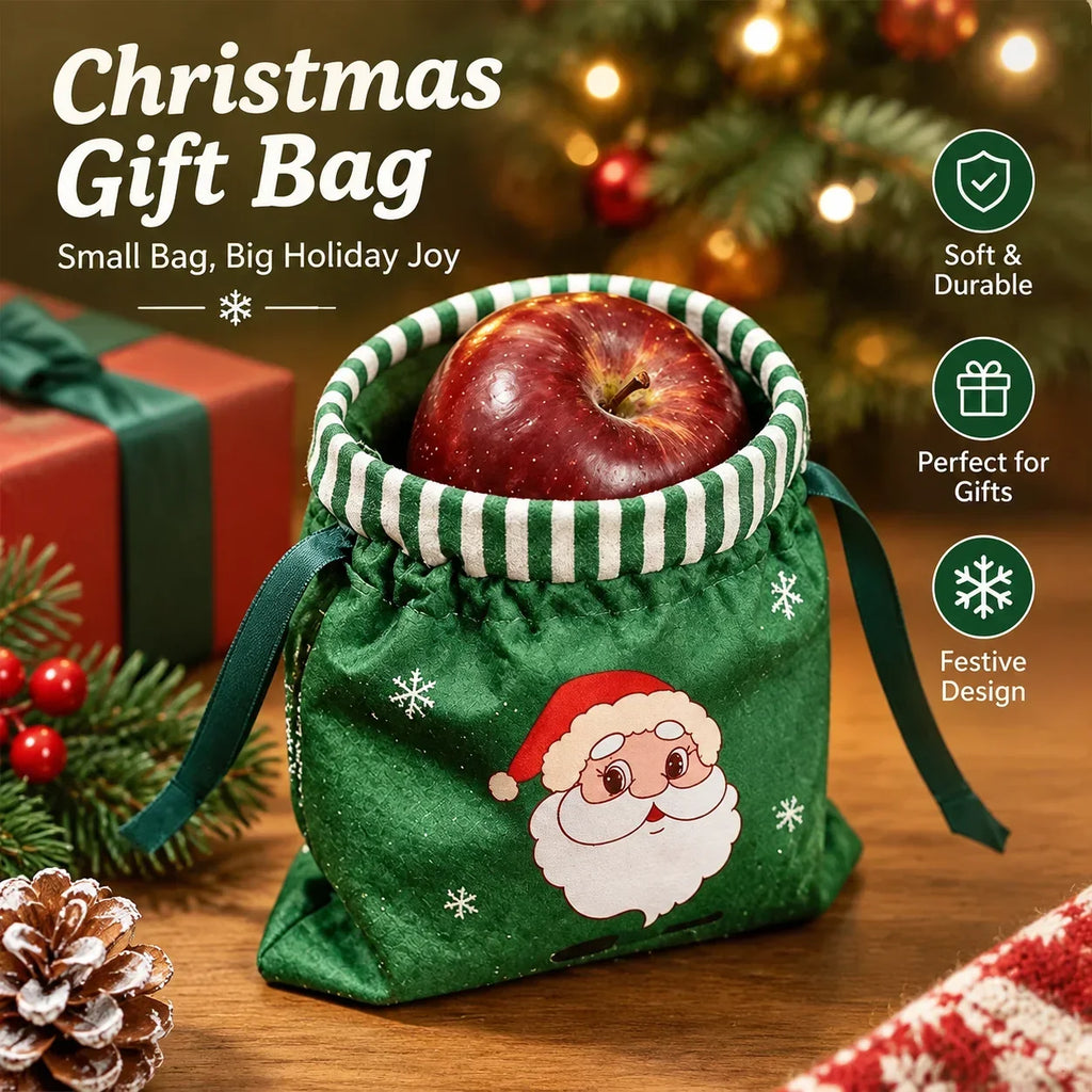 Christmas Eve Gift Holders Candy Pouch Cartoon Drawstring Christmas Apple Gift Bag Safe Fruit Storage Sack Holiday Decoration HIP