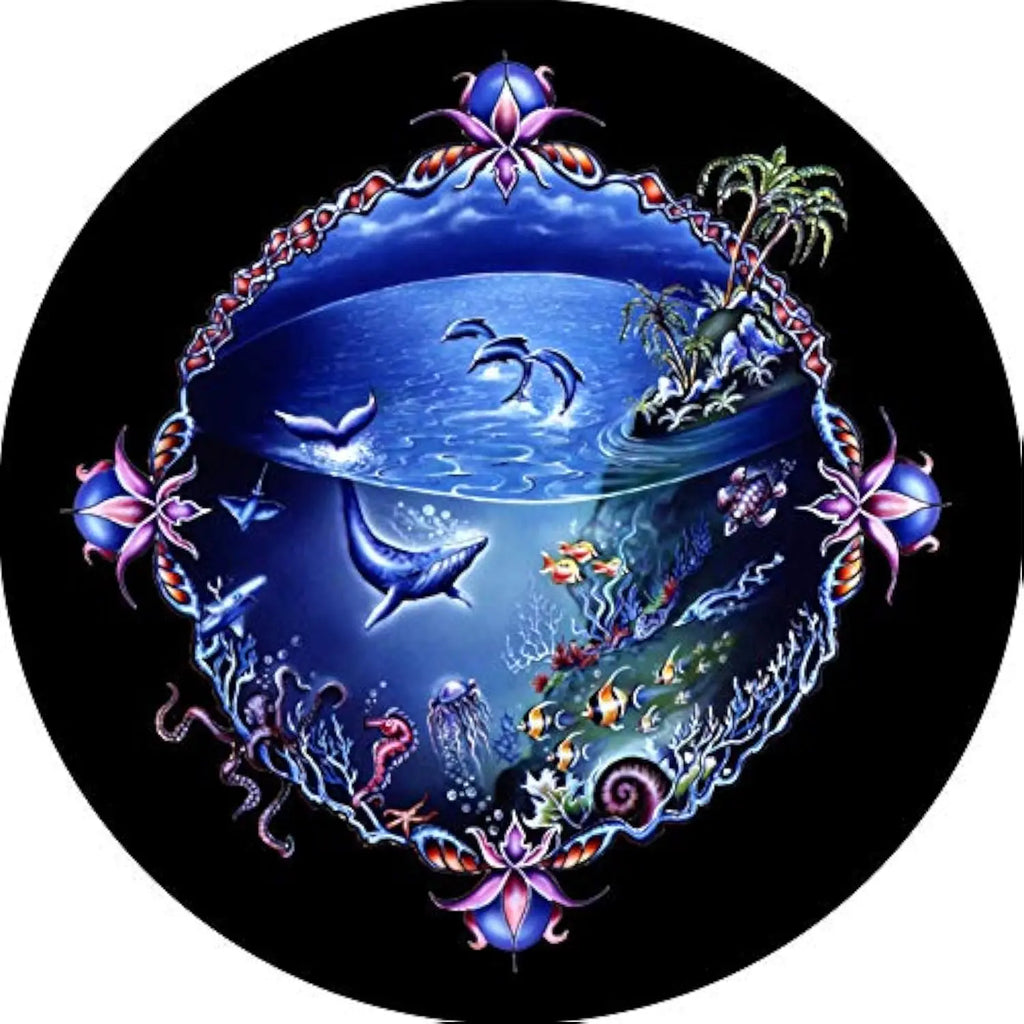 Dolphin Whale Spare Tire Cover – Durable Polyester UV Protector Spare Tire Cover HIP Acquiesce 14 in