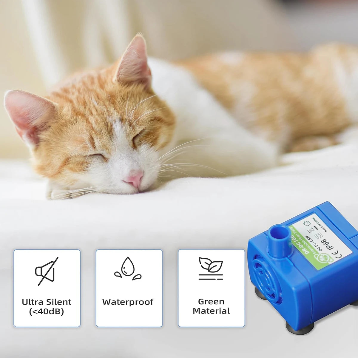 Cat Water Fountain Pump, Pet Fountain Led Replacement Pump DR-DC160 Motor, Suitable For Flower-Shaped Faucet Cat Water Dispenser HIP