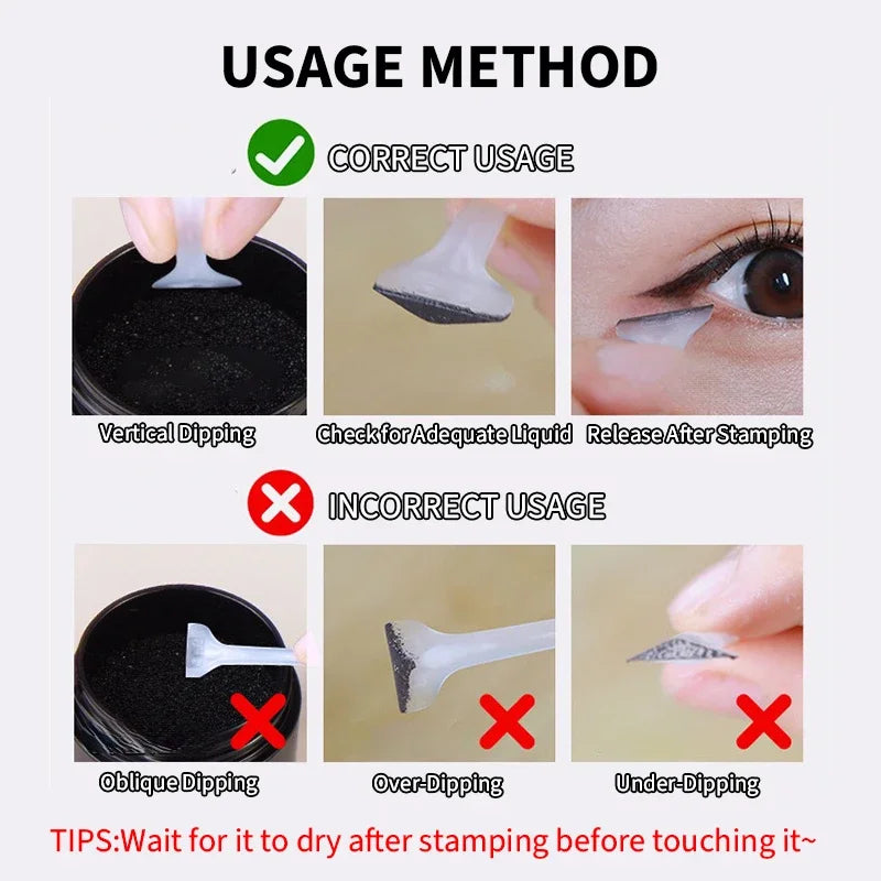 Waterproof Lower Eyelash Stamp Set New Easy To Use Quick Dry Eye Liner Portable 0.01mm Tip Lower Lash Stamp With Ink 2 In 1 HIP