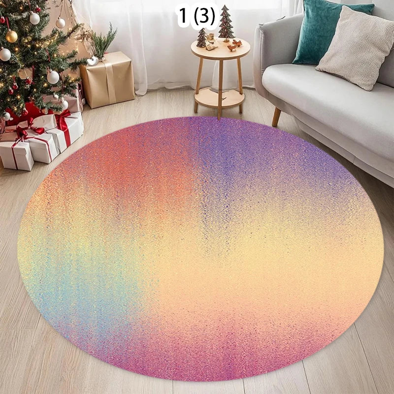 Rainbow Gradient Round Rug – Ombre Non-Slip Boho Floor Mat Round Area Rug HIP 4 80X80CM