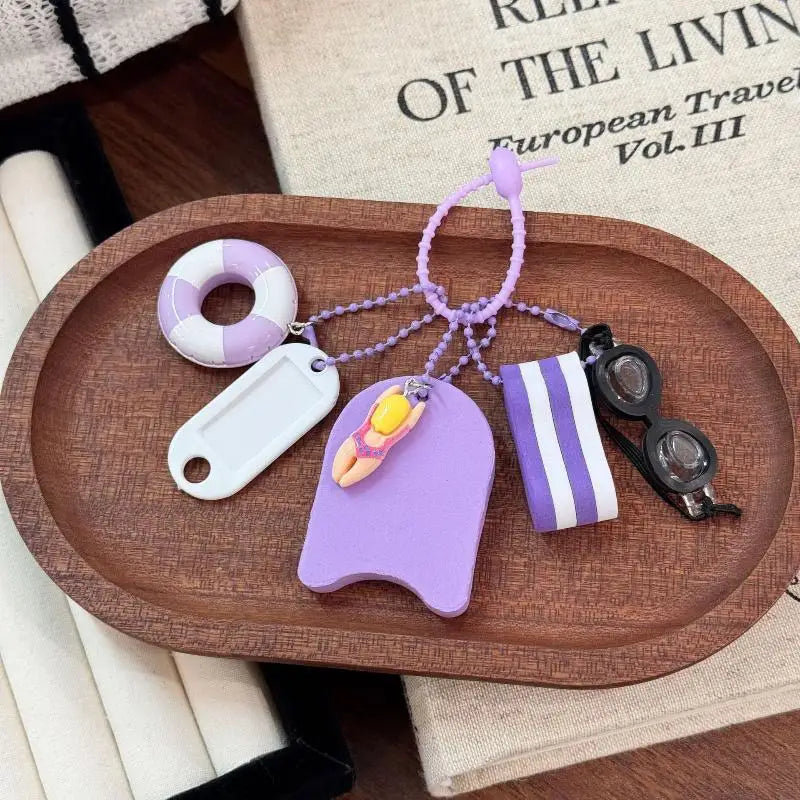Swim Ring Resin Keychain – Cute Bag Charm & Pendant Novelty Keychain Charm HIP A4