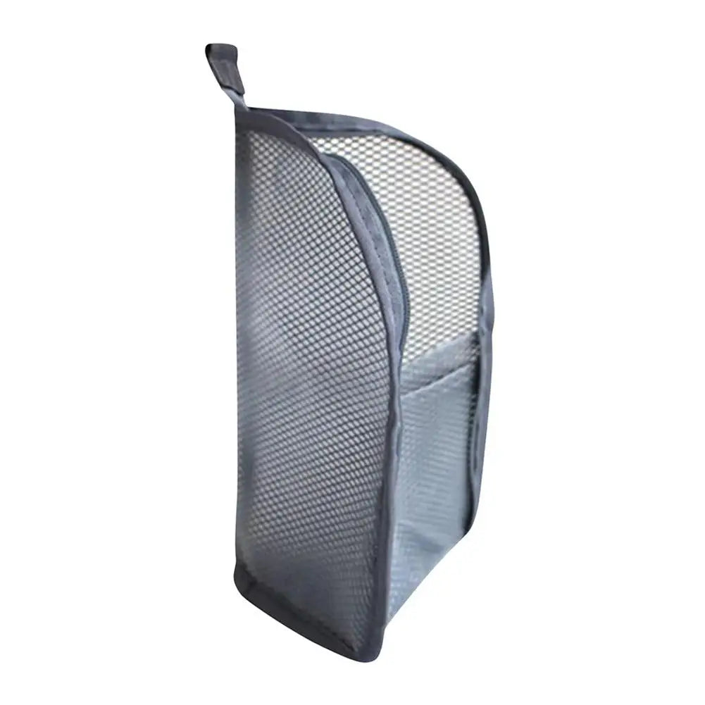 Portable Mesh Standing Toiletry Bag, Lightweight Foldable Clear Hanging Travel Organiser for Toothbrush & Travel HIP Gray