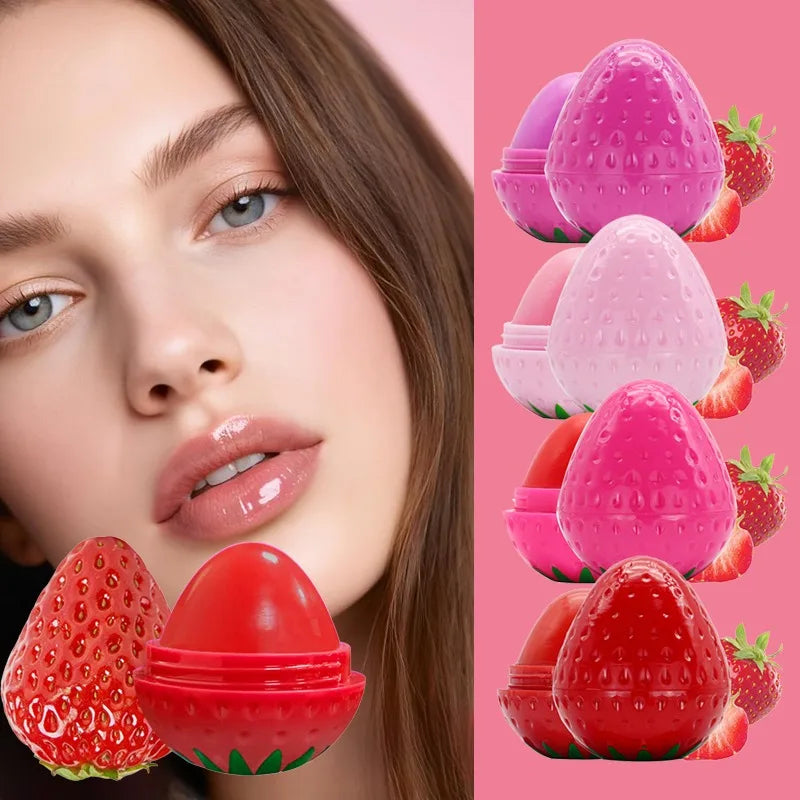 1/4Pcs Strawberry Lip Balm Long-Lasting Moisturizing Repair Hydrating Colored Tint Lipstick Clear Repairs Dry Lip Care Cosmetics HIP