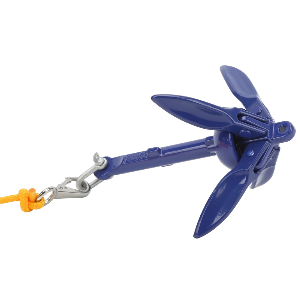 Marine Anchor Blue Aluminium Foldable Boat Kayak Anchor with Yellow Rope for Fishing Tools HIP