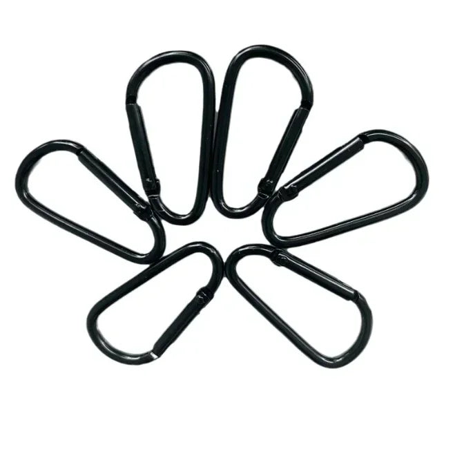 Black Aluminum D-Ring Carabiner Clips – Spring Snap Hook Pack Carabiner Clip Set HIP