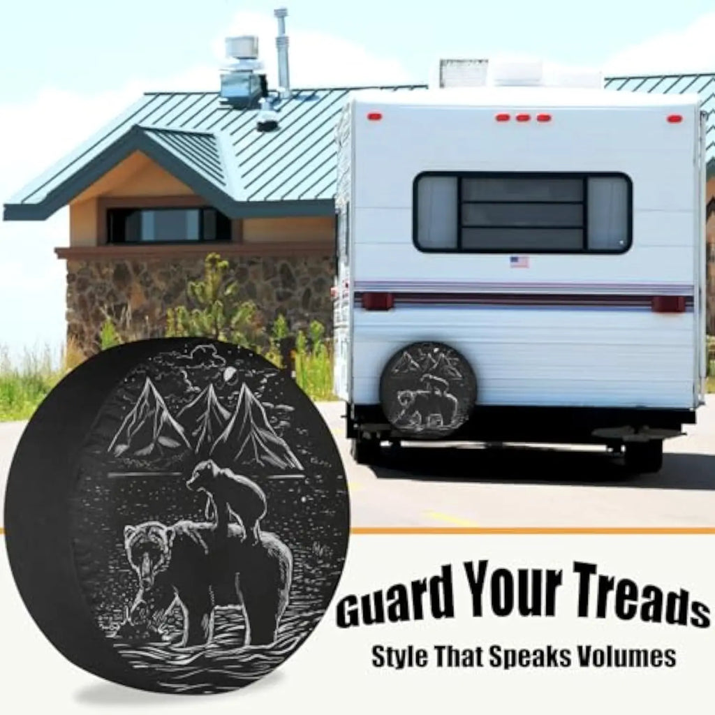 Bear Cub Night Mountains Spare Tire Cover – RV & SUV Spare Tire Cover HIP