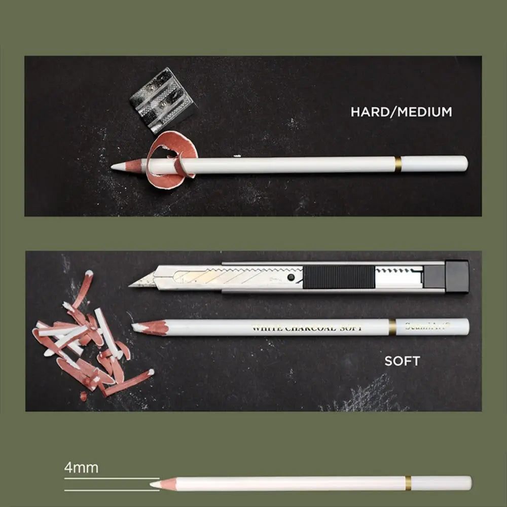 3-Piece White Charcoal Sketch Pencils – Art Drawing Set Art Charcoal Pencil Set HIP