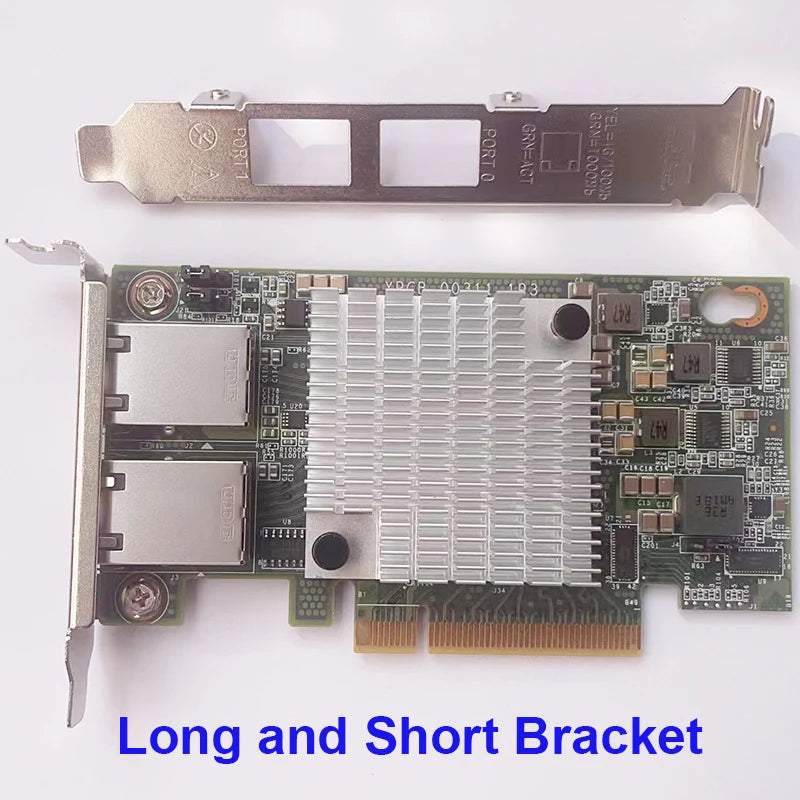 10G Dual Port Ethernet Card X540-T2 PCIe X8/X16 – NAS & Server 10G Network Card HIP Long and Short