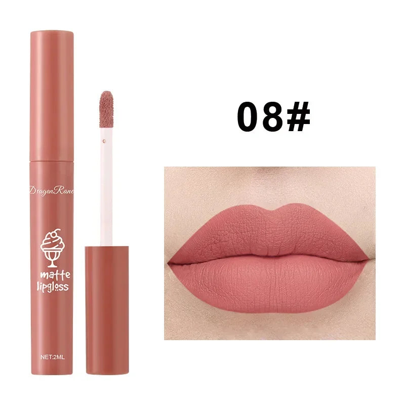 6PC/Set Matte Velvet Lip Gloss Waterproof Long-lasting Liquid Lipstick Cosmetic Beauty Keep 24 Hours Non-stick Cup Makeup Gift HIP 08