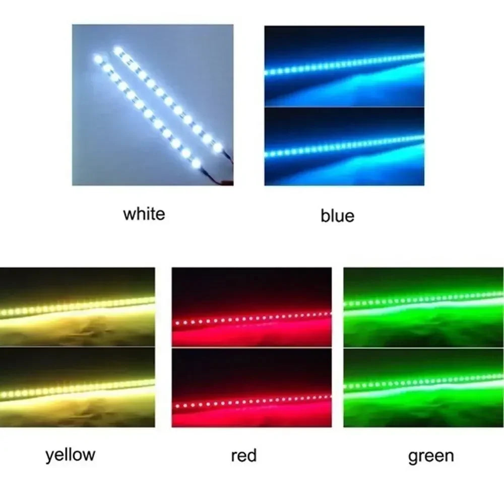 1Pair LED strip SMD3528 Waterproof Flexible 30CM Red Green Blue White Warm white Super bright car Styling decor stickers lamp HIP