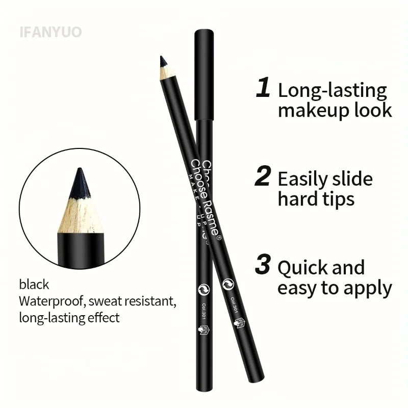 1/3Pc High Pigmented Eyeliner Pencil Black Wooden Eyeliner Eyebrow Pencil Hard Refill Smooth Black Long-Lasting Cosmetics Makeup HIP