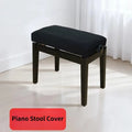 Jacquard Elastic Piano Stool Cover – Washable Bench Protector Stool Cover HIP Black