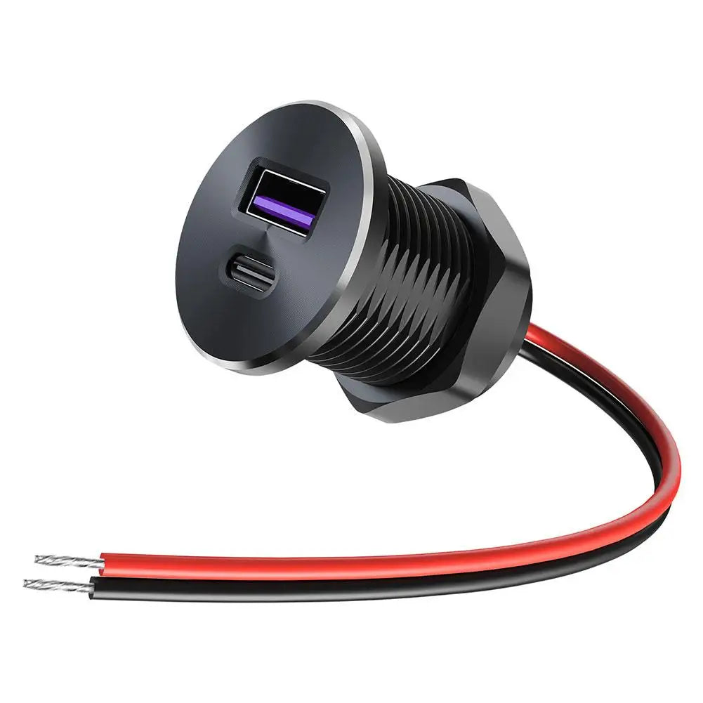 12V/24V RV USB Outlet All-Aluminum 30W PD3.0 & 18W QC3.0 Fast Charger Ports for RV Camper Trailer Truck Boat Golf HIP A