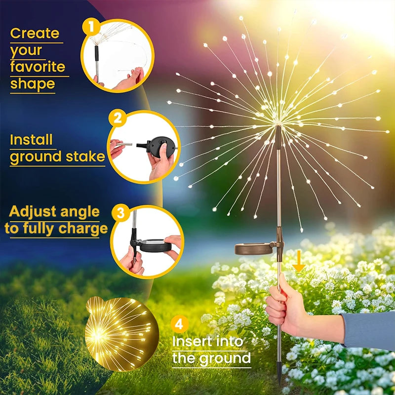 Solar Firework Fairy Lights – Waterproof LED Garden Stake Solar Garden Lights HIP