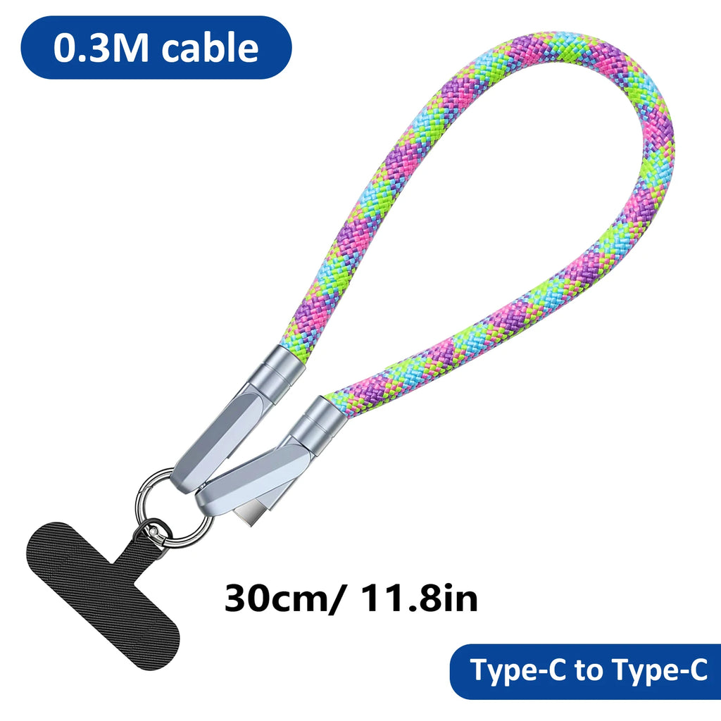 2-in-1 USB-C Fast Charge Cable & Phone Wrist Lanyard | BESY USB-C Charge Cable HIP 0.3M