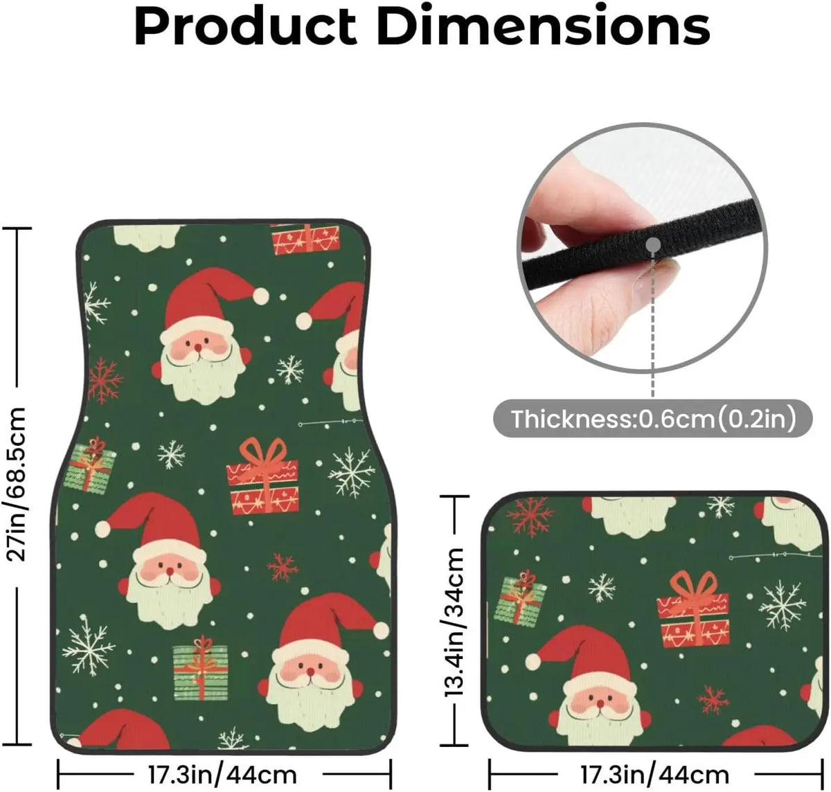 Santa Claus Christmas Car Floor Mats Set of 4 – Anti-Slip Automotive Floor Mats HIP
