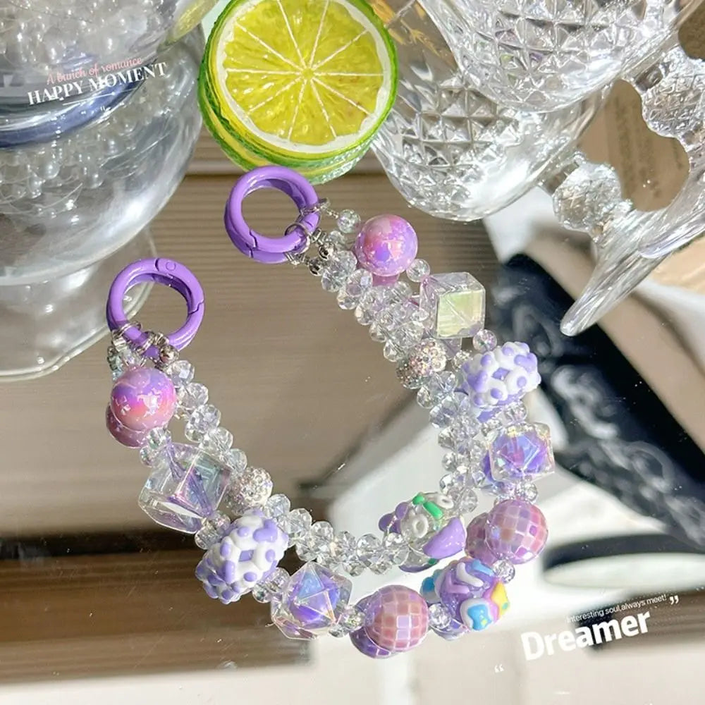 Cube Beaded Phone Strap – Hand-Painted Glass Charm Keychain Phone Charm Strap HIP
