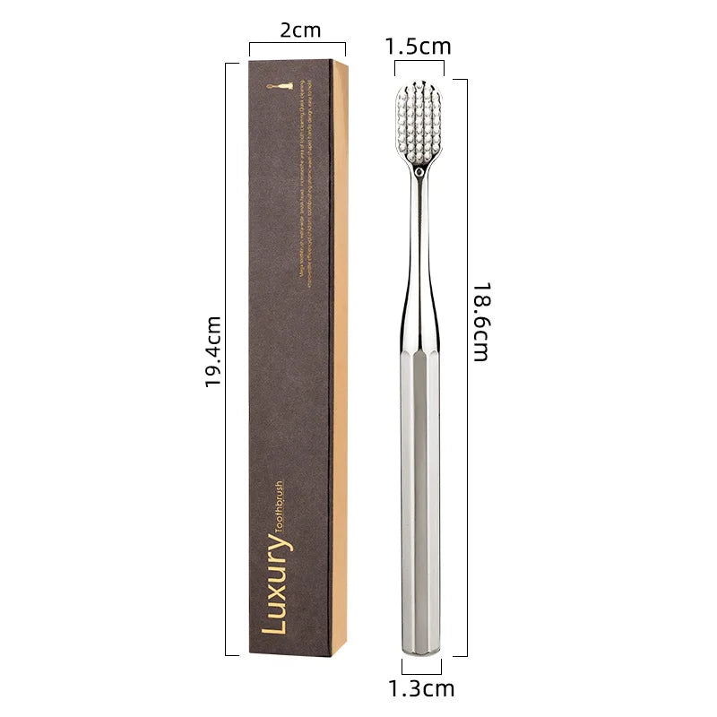 Soft Toothbrush Men Women Adult Tooth Brush Gold Silver Dental Brushes Elegance Gentle Toothbrushes Drop Shipping HIP Silver White