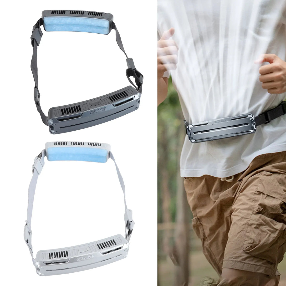 Wearable Waist Fan Handsfree Portable Fan Wide Angles Ice Compress Multifunctional 3 Speeds Adjustable for Outdoor Sports HIP