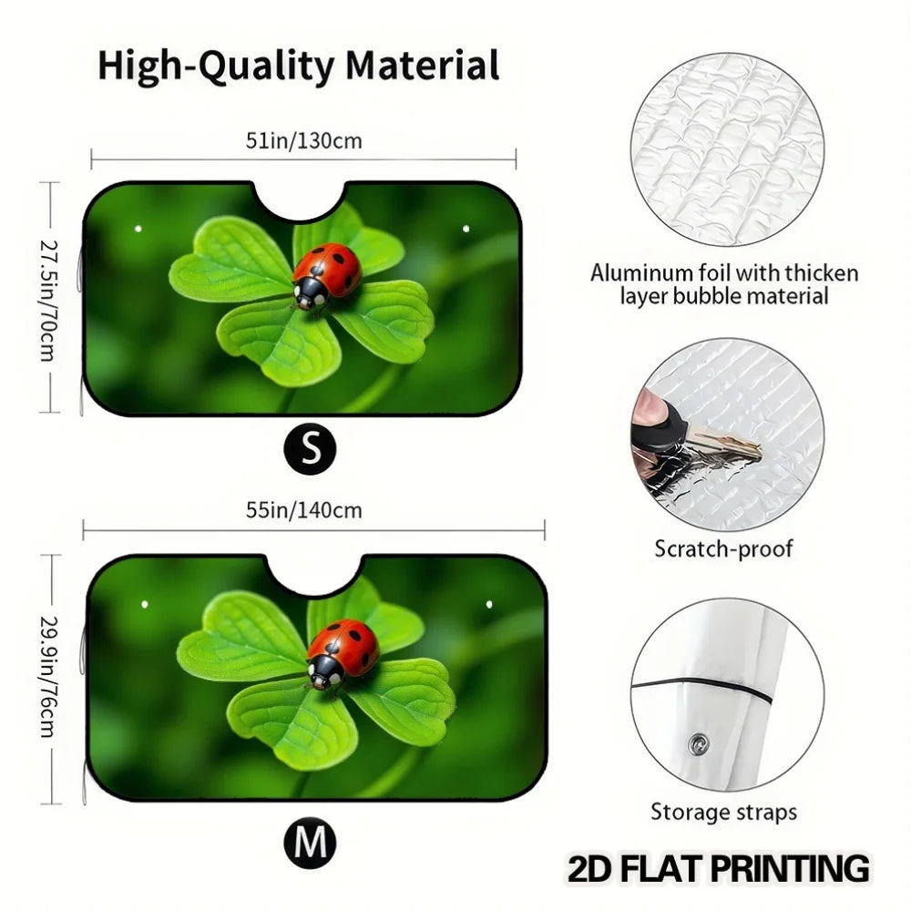 Ladybug Clover Car Windshield Sunshade – Universal Fit Car Windshield Sunshade HIP