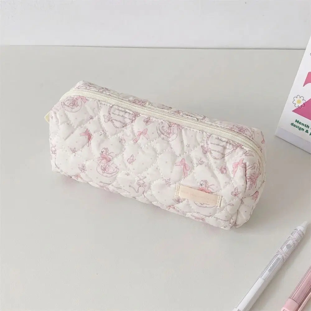 Pink Swan Quilted Pencil Case – Large Capacity Kids Pen Pouch Quilted Pencil Case HIP