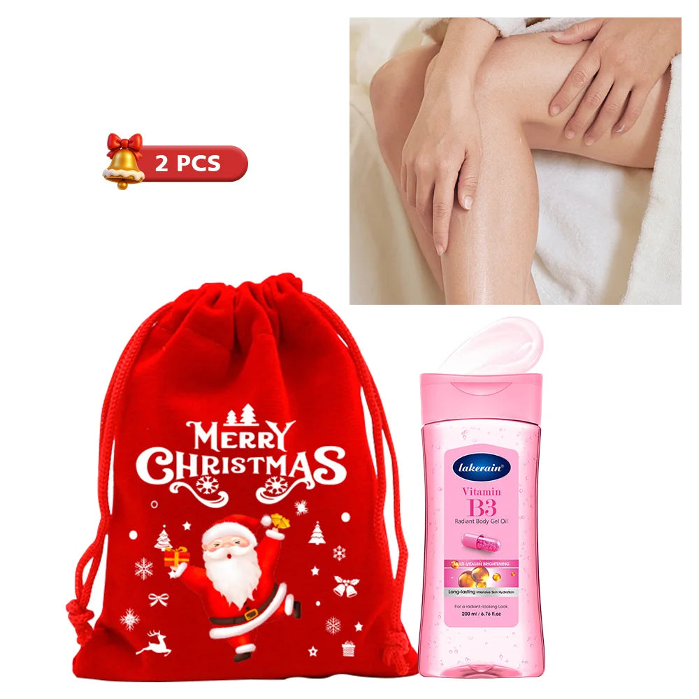 Christmas Gift Body Oil Turmeric Cocoa Glow Body Gel Oil With Applicator Glove Vitamin C Vitamin B3 Moisturizing Smoothing HIP set 4
