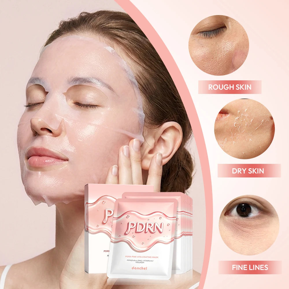 10Pcs Salmon DNA PDRN Pink Vita Coating Sheet Mask Korean Facial Mask Glass Skin Hydrating Firming Balancing Skin Home Skin Care HIP