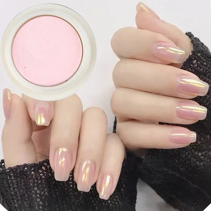 Aurora Nail Glitter Powders Pearl Shimmer Pigment Solid Mirror Rub Dust Brush Dipping Chrome Nail Art Decor Manicure Powder HIP
