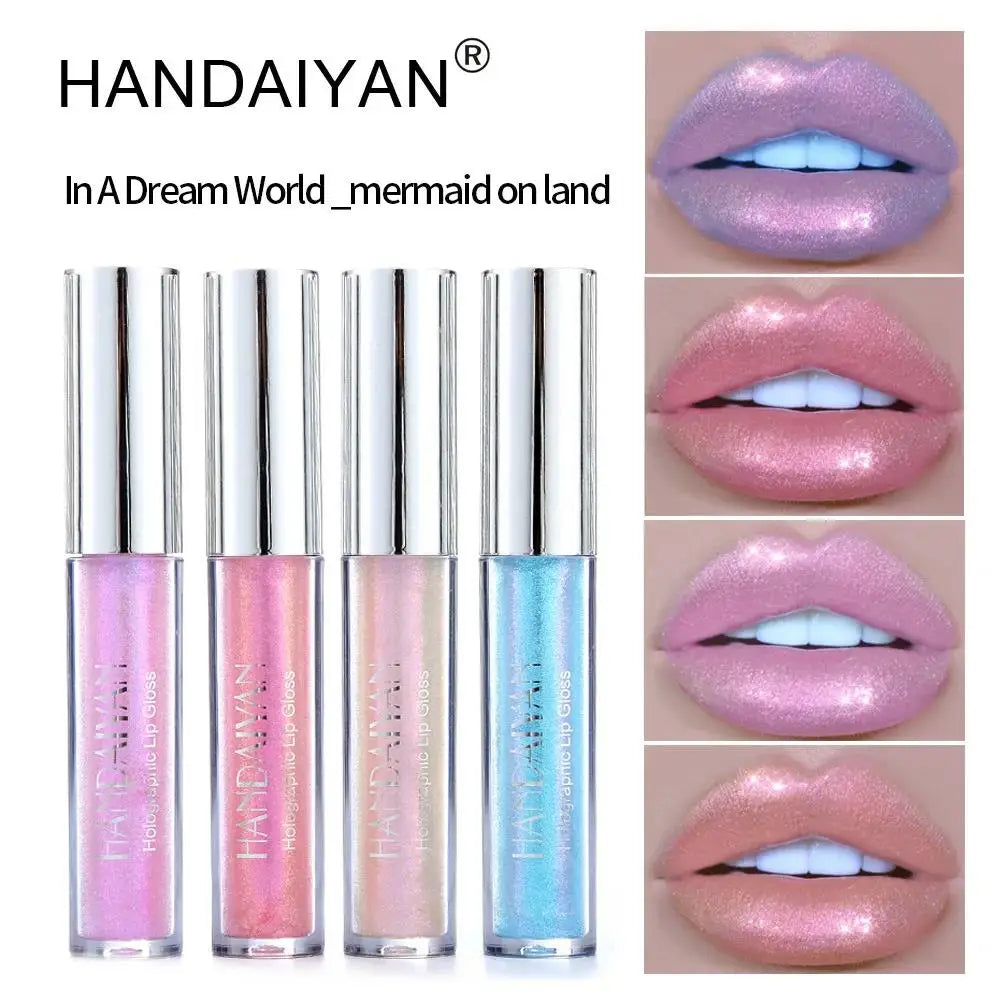 Handaiyan Mermaid Glitter Lip Gloss – 6 Shades, Long Lasting Glitter Lip Gloss HIP
