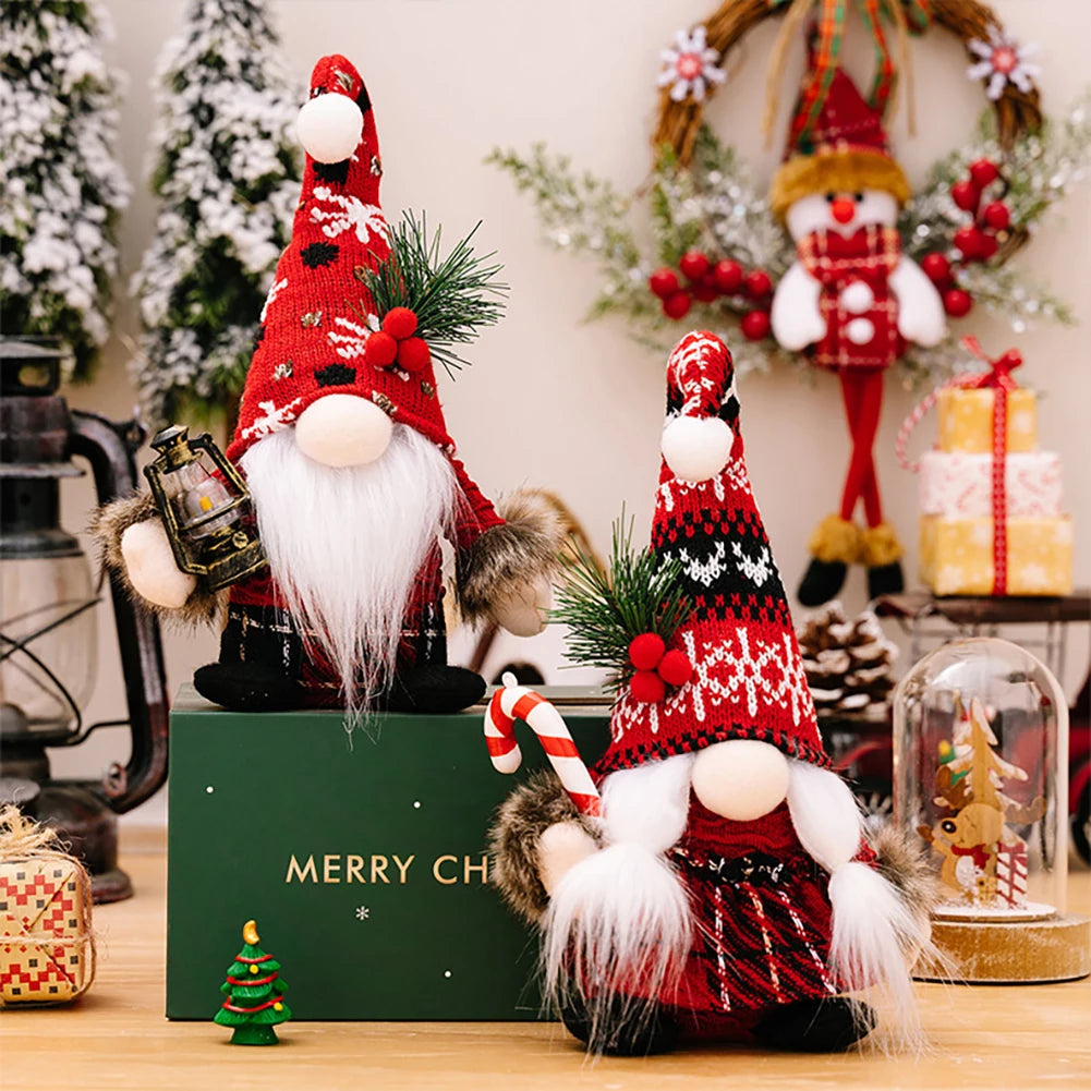 1Pc Santa Claus Ornament Decoration Christmas Gnome Doll New Year Christmas Gift Couple Ornament Walking Stick Christmas Dolls HIP