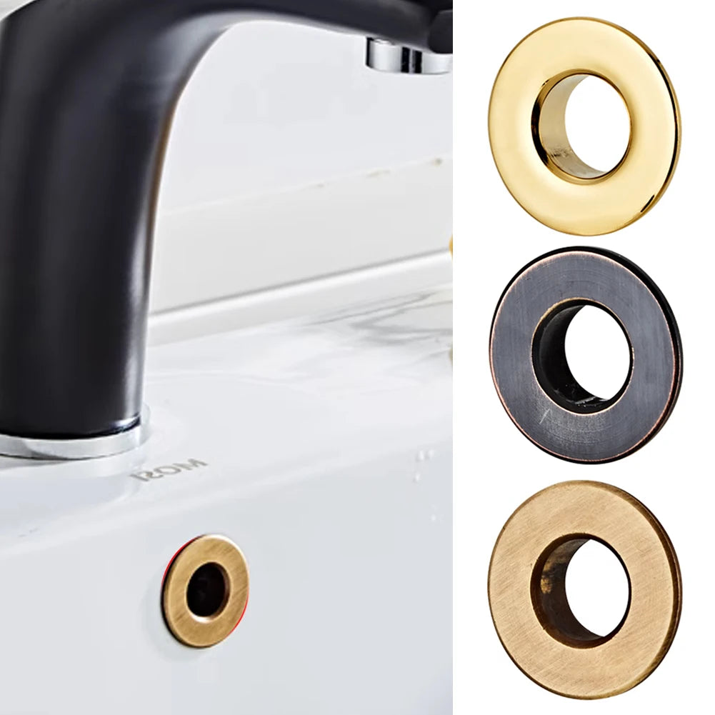 Kitchen Sink Hole Round Overflow Cover Remplacement Kitchen Bathroom Basin Trim Bath Sink Hole Cap Wash Basin Overflow Ring Plug HIP