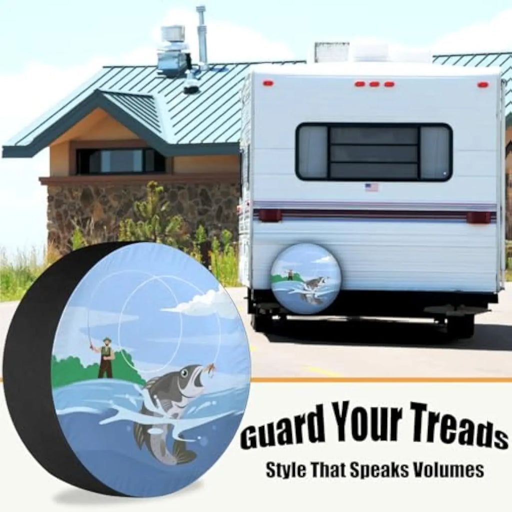 Fly Fishing Spare Tire Cover – Polyester RV SUV Truck Spare Tire Cover HIP