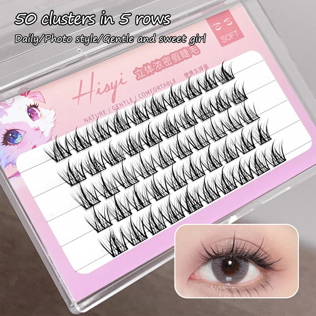 3D Thick Segmented False Eyelashes – Natural DIY Individual Lashes False Eyelashes HIP 3903-five rows