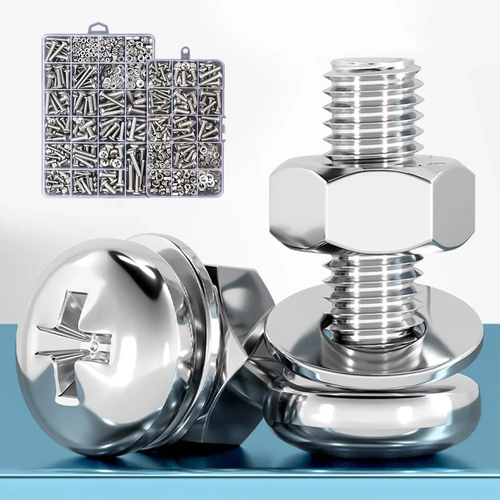 Multi Style Screw Nut Bolt Combination Kit M3/M4/M5/M6 Hardware Kit for Metal Plastic Wood Repair Furniture Withorganizer Box HIP