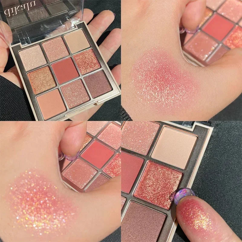 Knitted Pattern Eyeshadow Palette Glitter Matte Pink Pearlescent Shimmer Shinny Pigment Diamond Eyeshadow Korean Cosmetic Makeup HIP 11