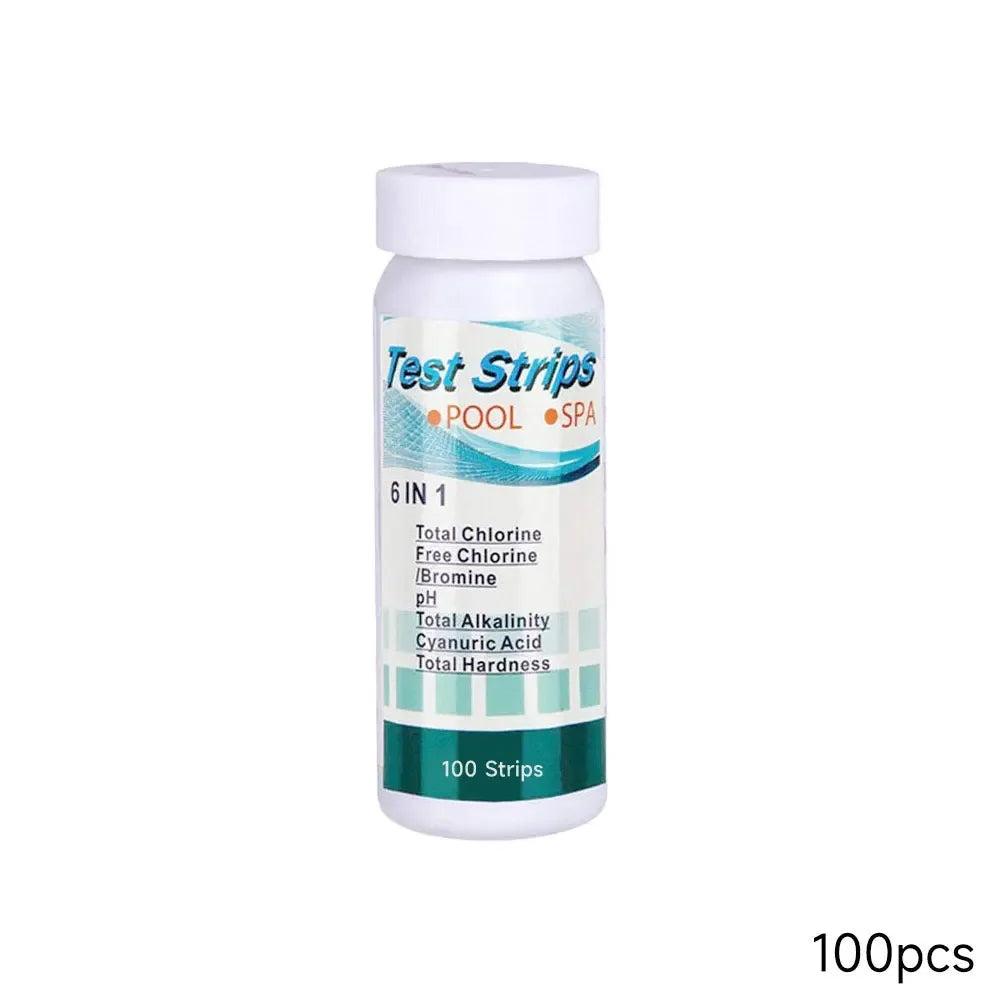 Universal 6 in 1 Pool Water Test Strips Aquarium Swimming Pool Spa Water Quality Testing Supplies PH & Chlorine Test Strips Kit HIP 100pcs