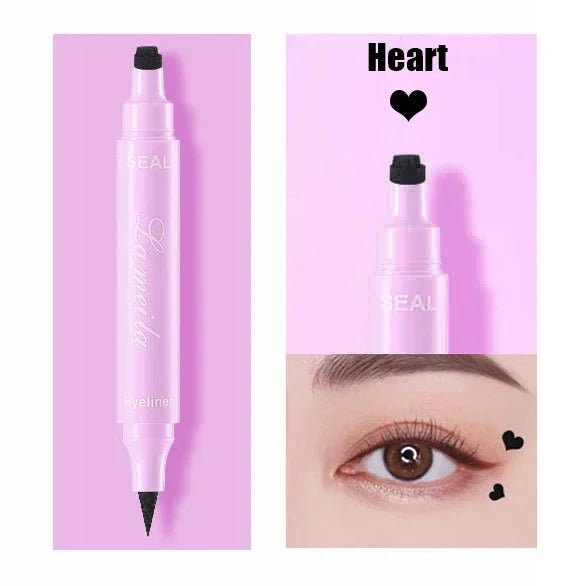 Moon Flower Star Eyeliner Stamp Pen 2IN1 Black Liquid Eye Liner Pencil Love Heart Triangle Waterproof Quick Dry Makeup Cosmetic HIP Heart