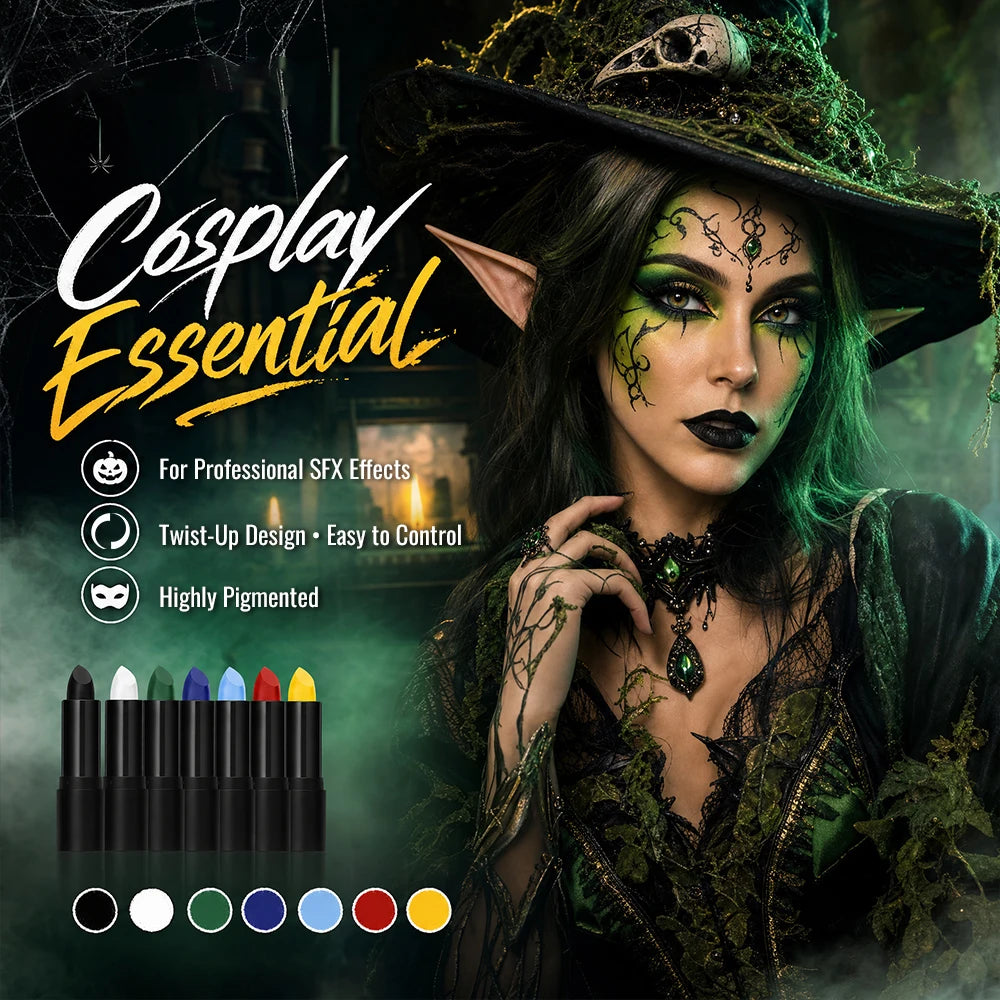 Face & Body Paint Sticks Blue Black Green Sweatproof Water Resistant Long Lasting Body Paint Crayon Halloween Cosplay Party Make HIP